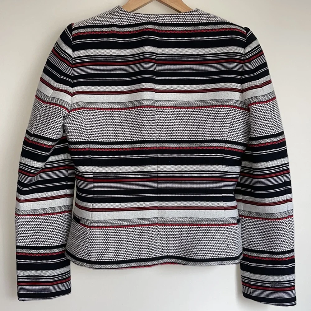 ZARA | Black white red collarless structured jacket - Picture 9 of 9